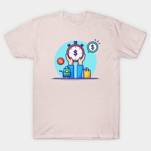 Discount And Sale Time Cartoon Vector Icon Illustration T-Shirt